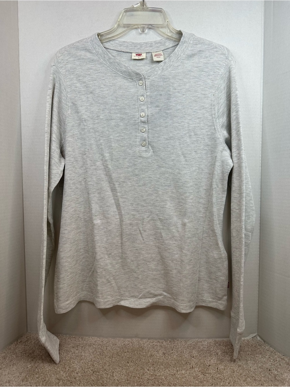 Levi's Light Gray Waffle-Knit Henley, slim fit, XL, NWT